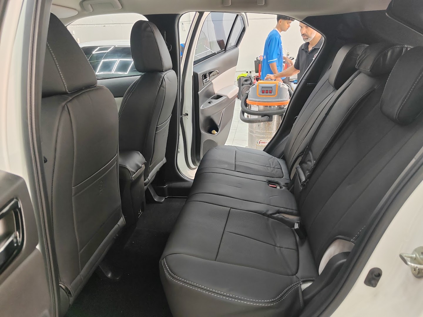 Cleaned leather rear seats after an interior detail